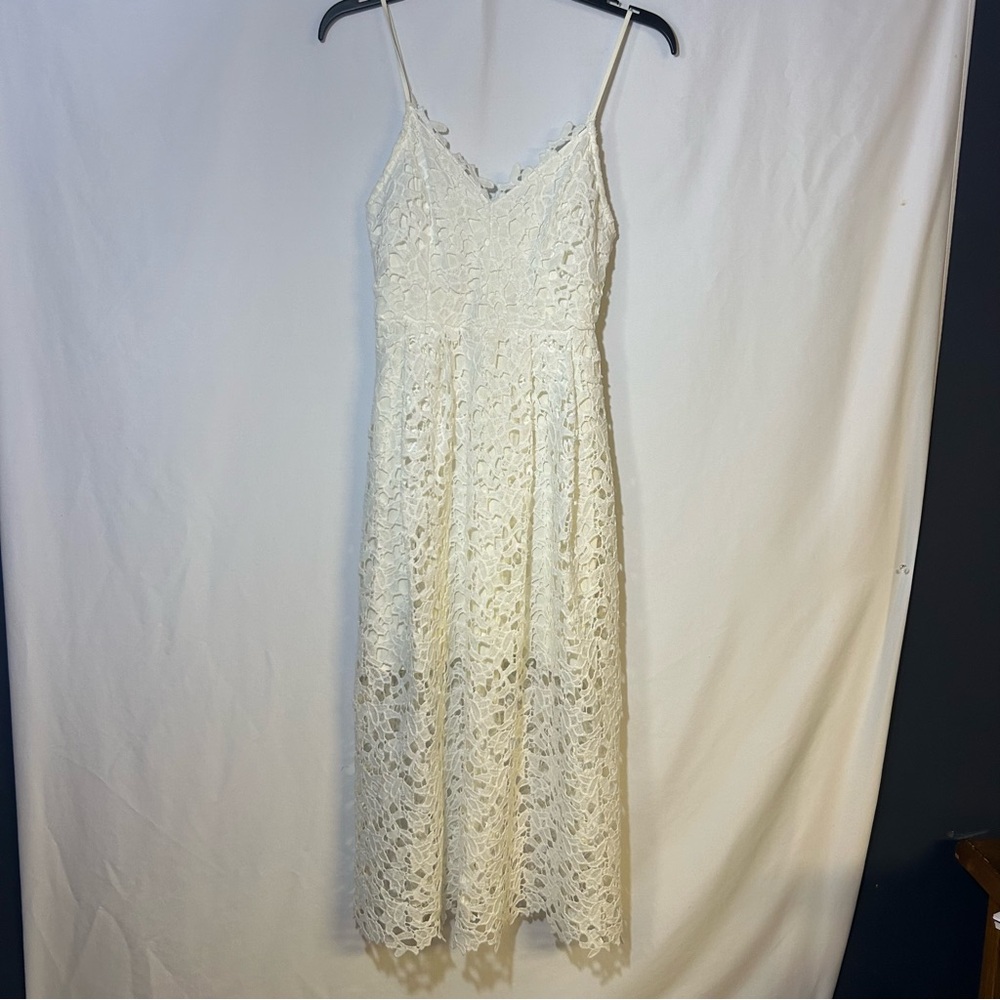 ASTR The Label Ivory White Lace Crochet Midi Dress size small